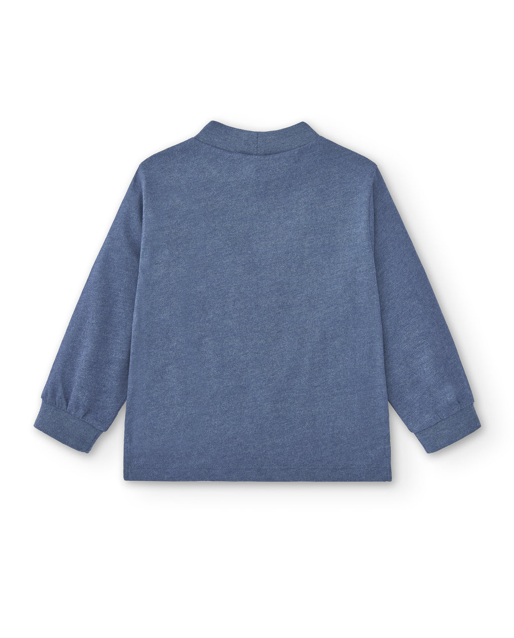 Camiseta algodón manga larga cuello alto azul