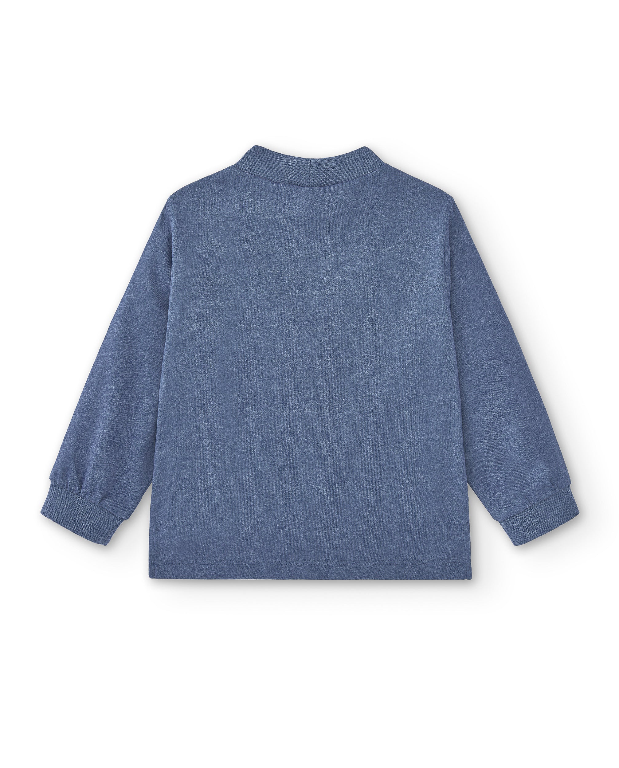 Camiseta algodón manga larga cuello alto azul