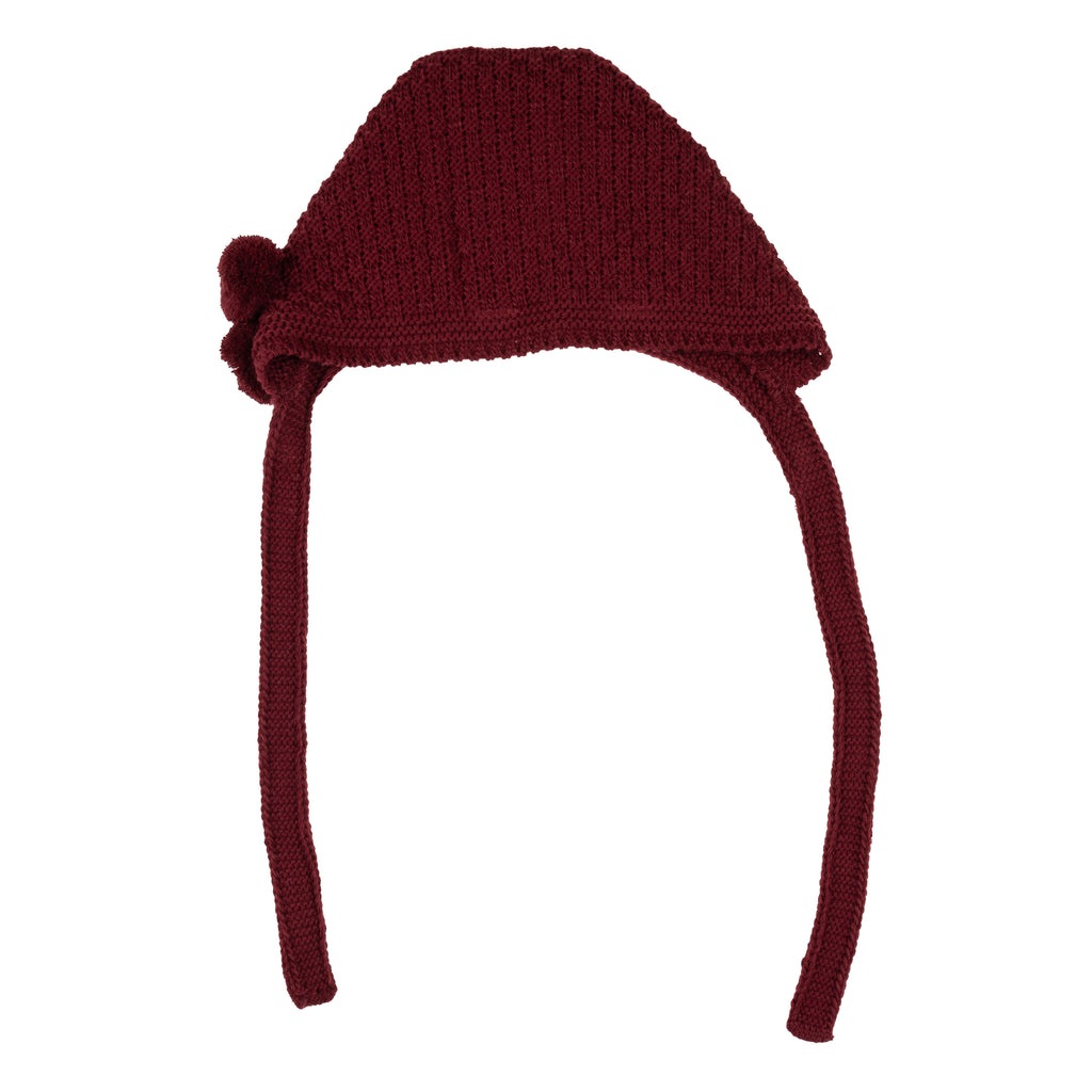 Gorro color ciruela tricotosa niña
