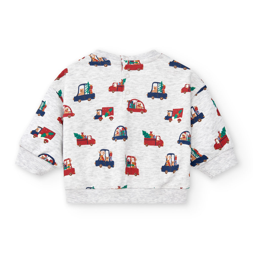 Sudadera blanca navidad bebé vista trasera sobre fondo blanco Charanga