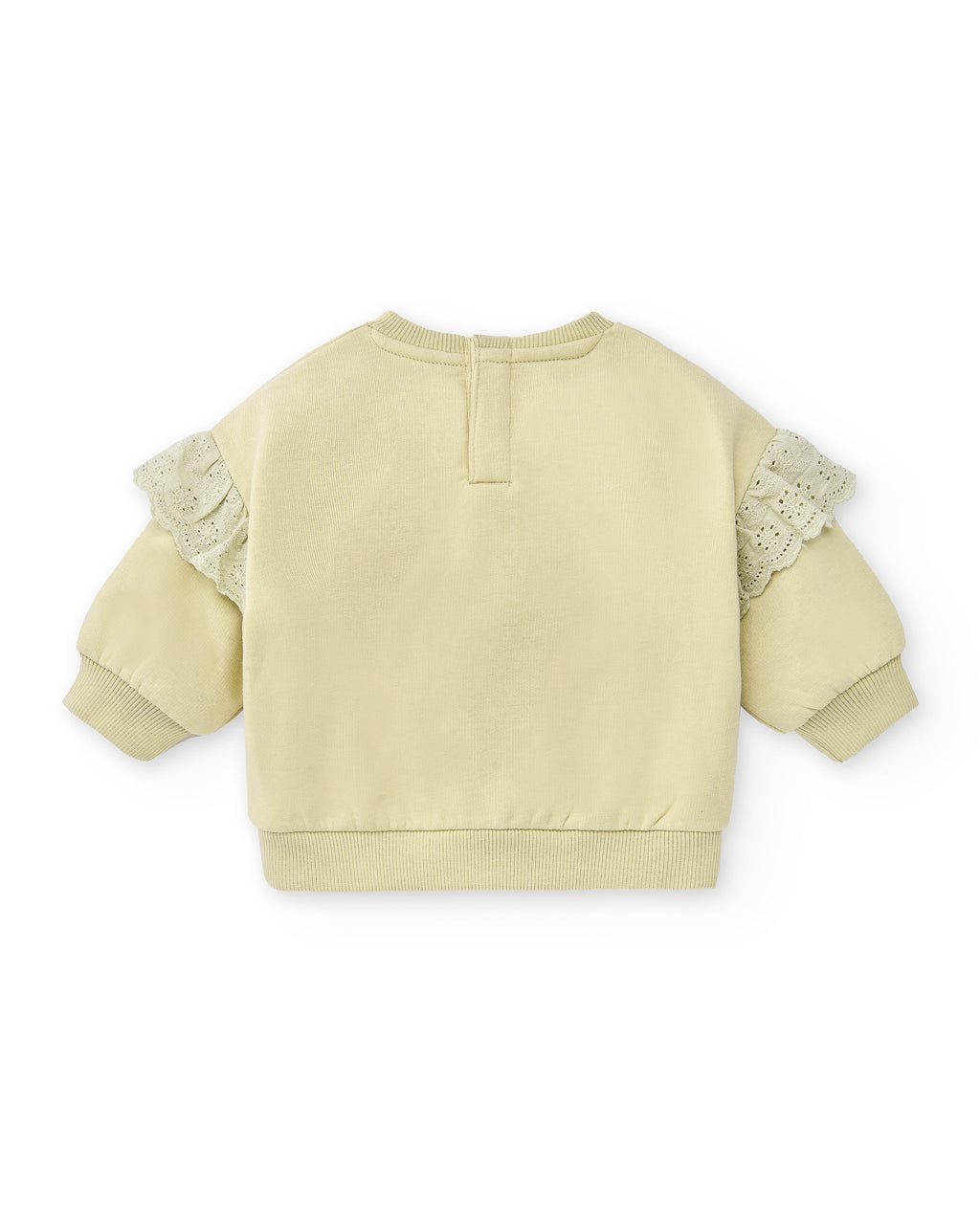 Sudadera de bebé niña verde claro con volantes