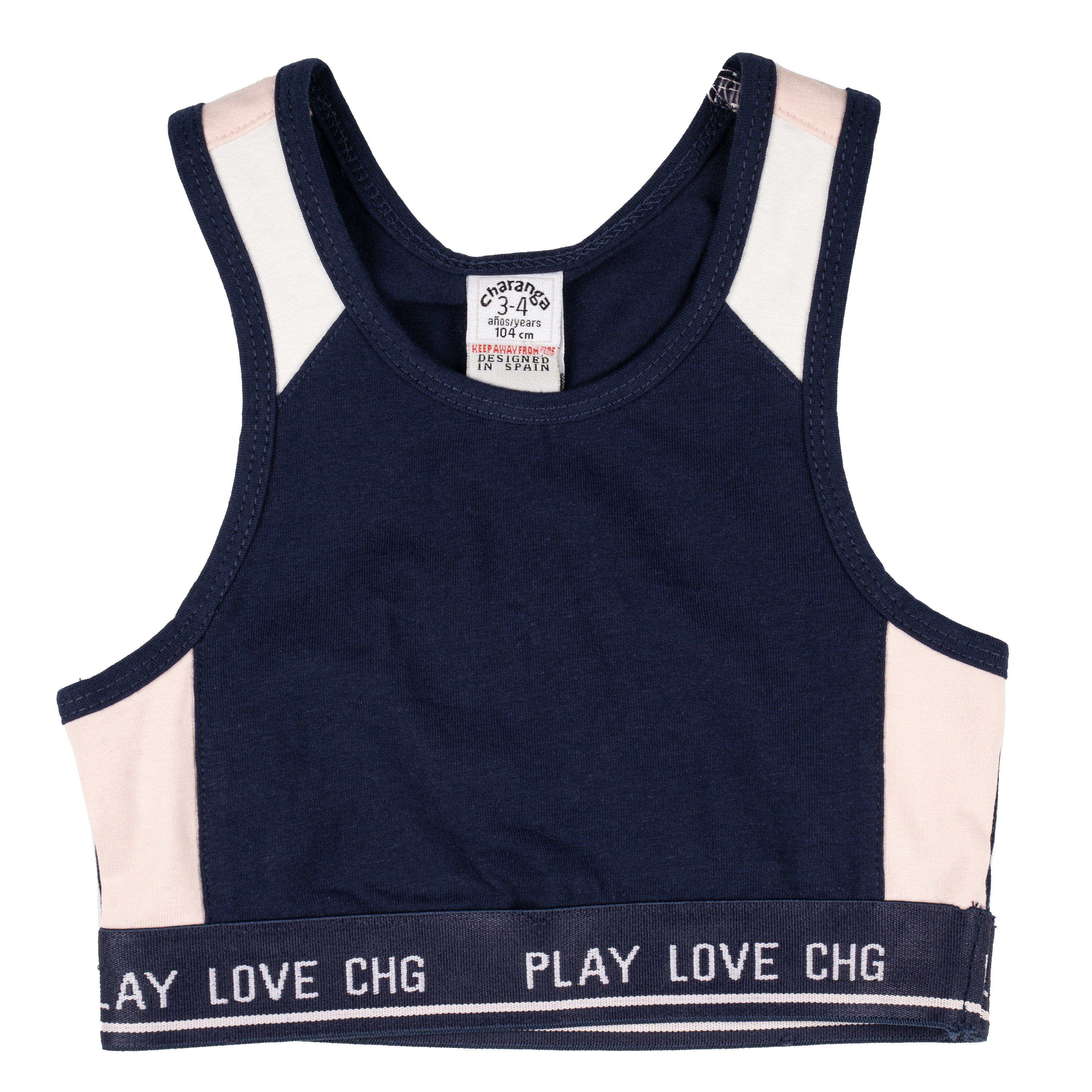 top entrenamiento niña azul con sujeción