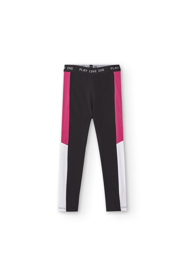 Legging de niña negro y rosa CHG | Cintura elástica