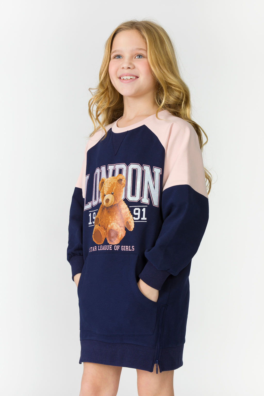 Vestido con oso de niña azul marino London