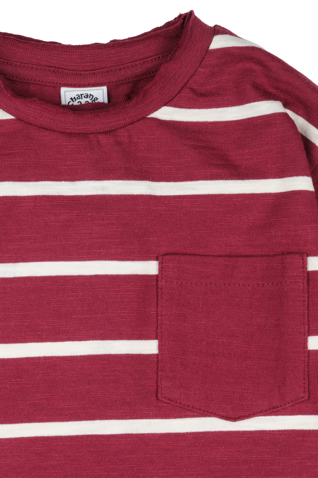 Camiseta manga larga de niño a rayas bolsillo