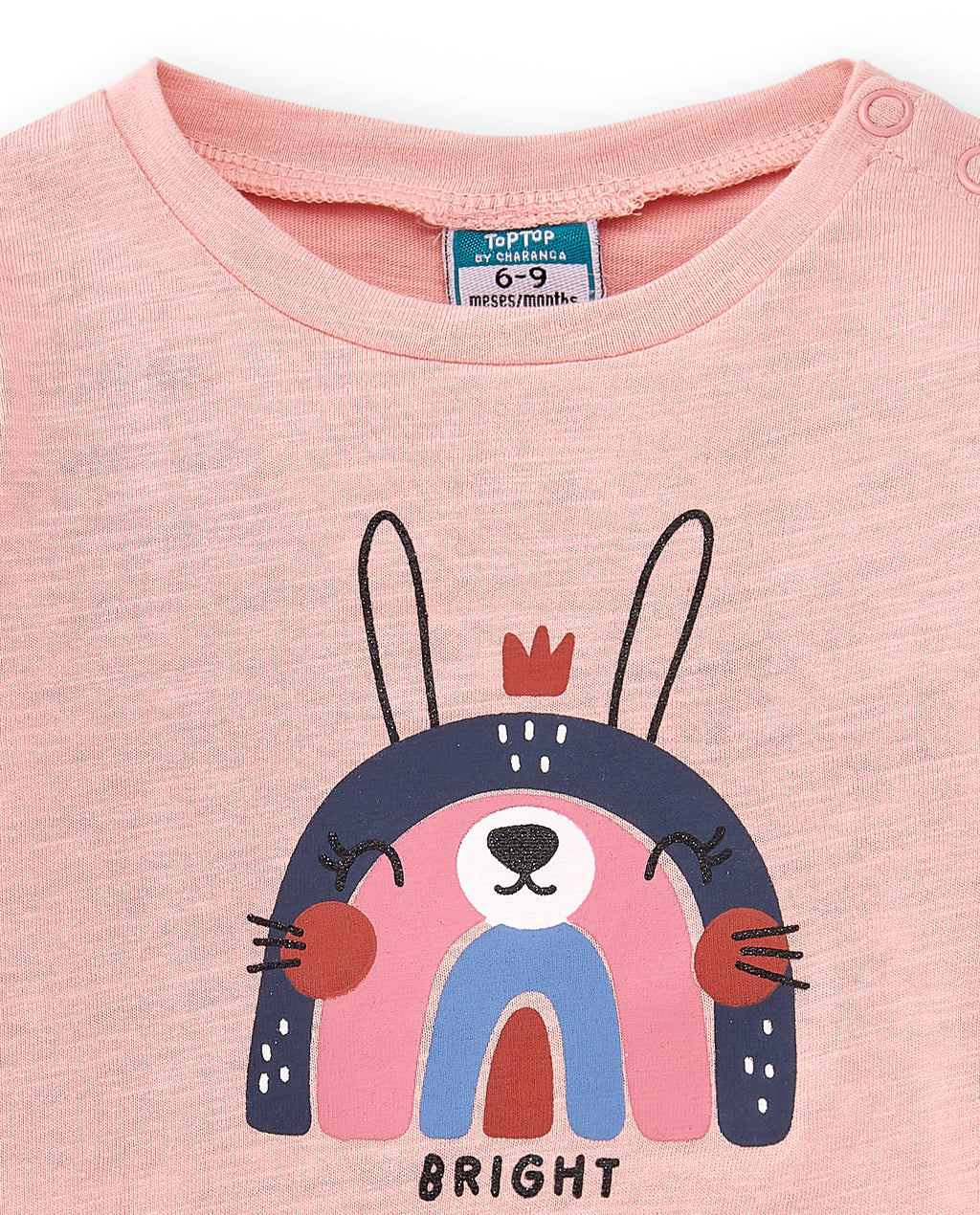 Camiseta manga larga de bebé rosa bunny