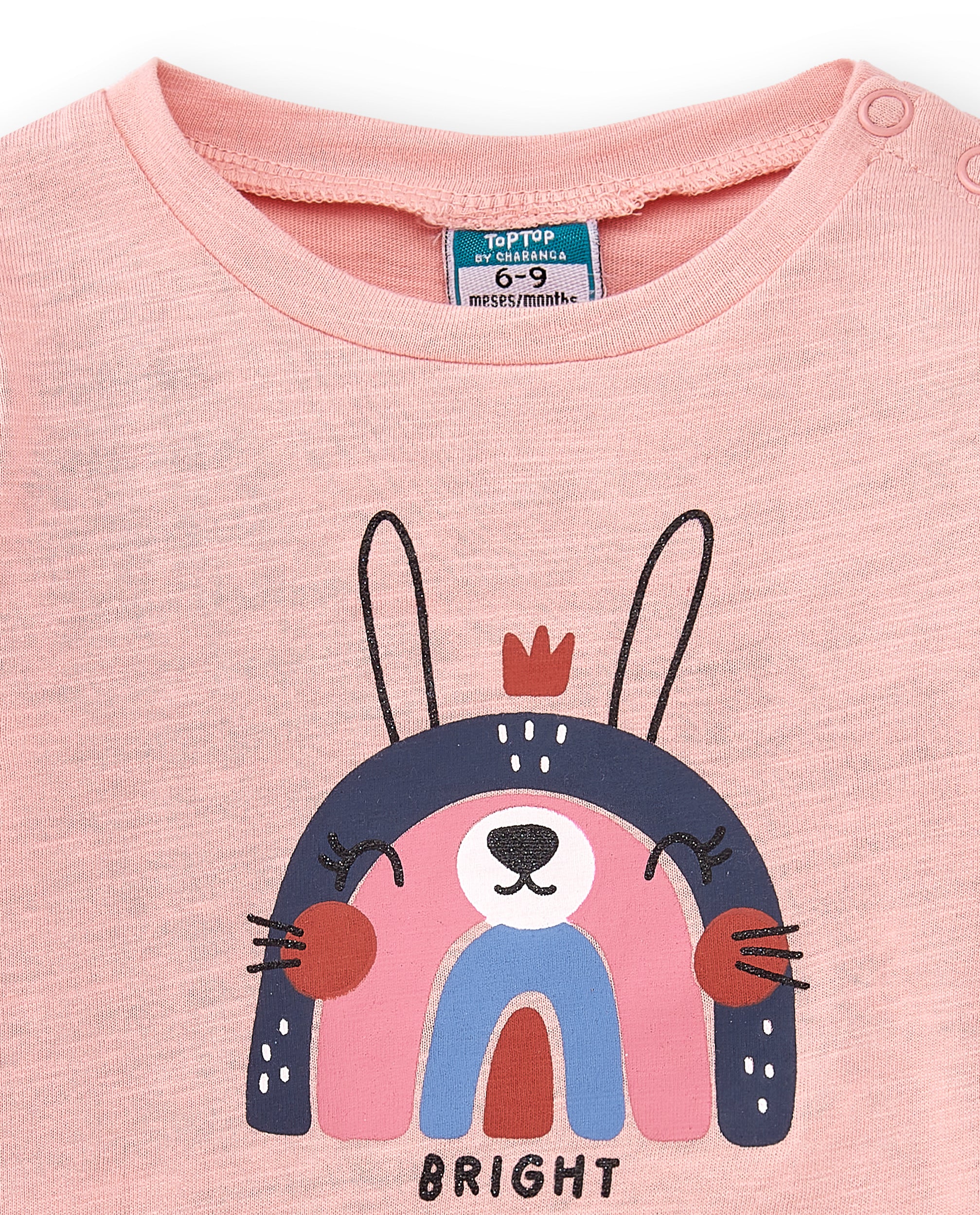 Camiseta manga larga de bebé rosa bunny