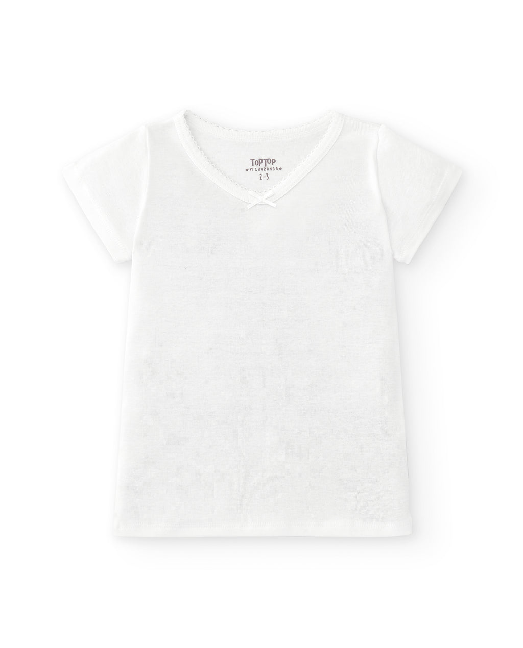 Camiseta interior de niña en algodón orgánico con cuello pico