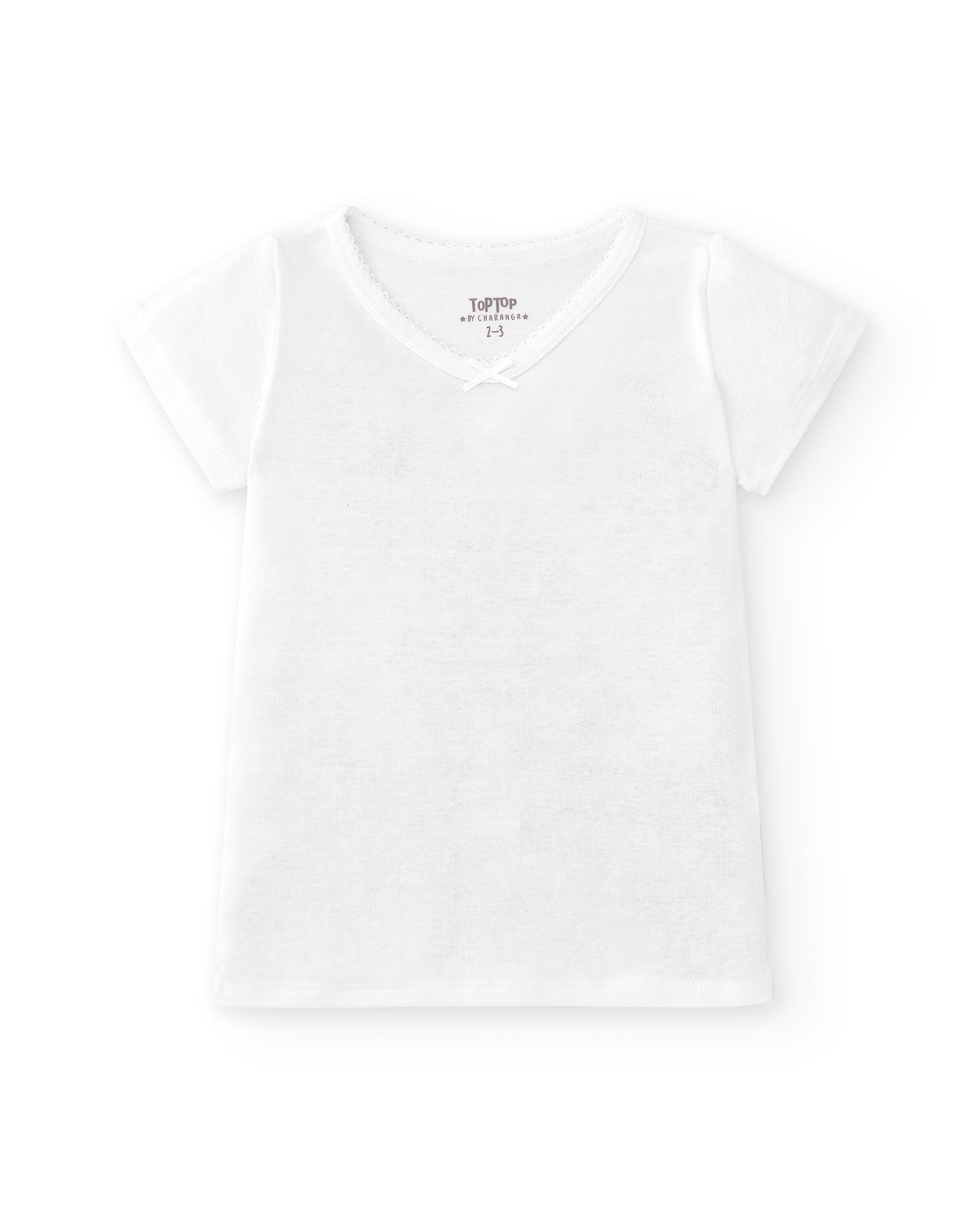 Camiseta interior de niña en algodón orgánico con cuello pico