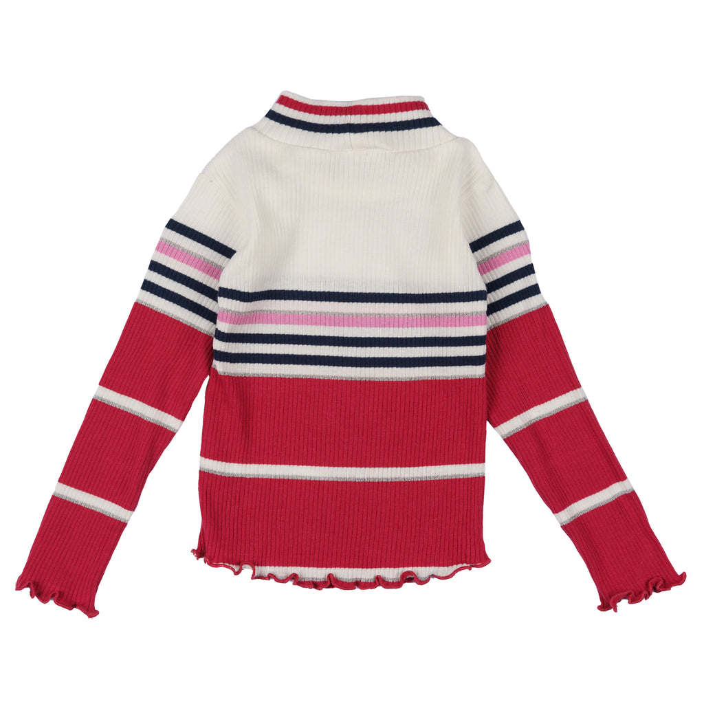 Camiseta manga larga de niña rayas multicolor