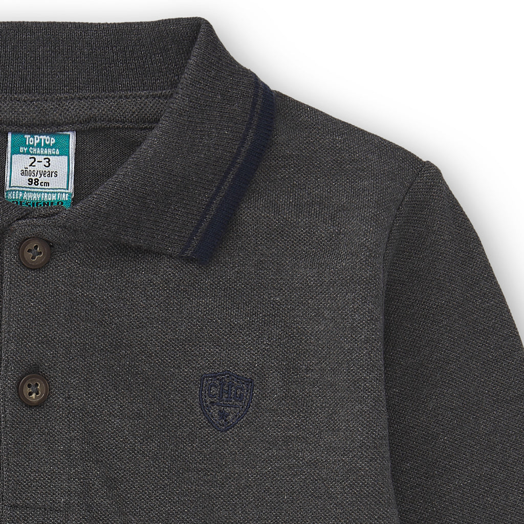 Polo manga larga de niño antracita básico