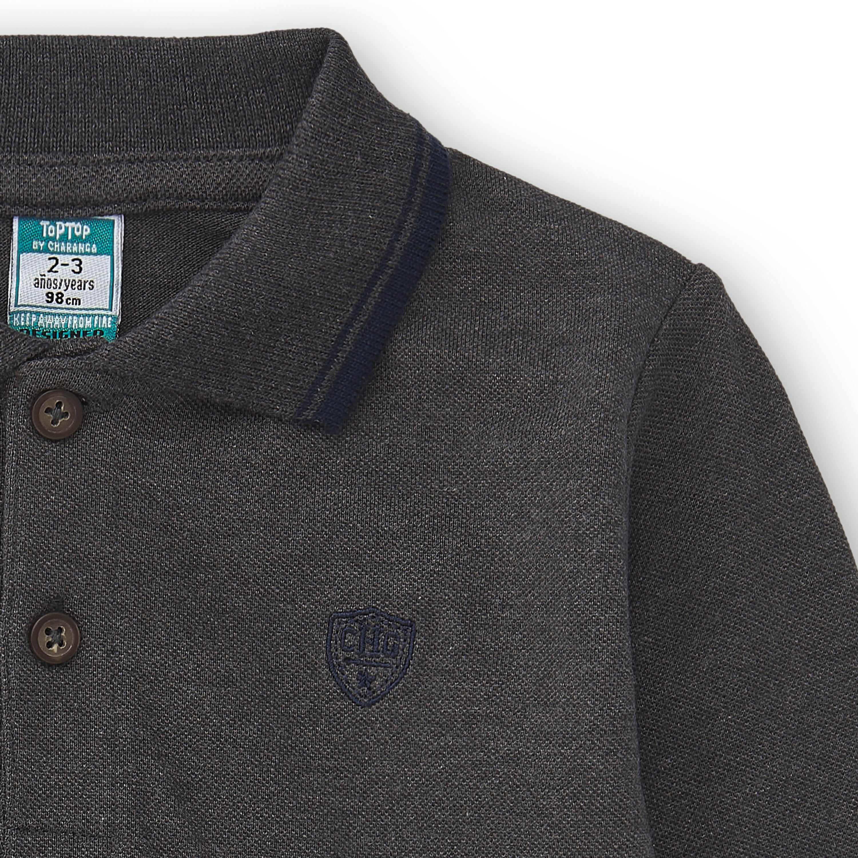 Polo manga larga de niño antracita básico