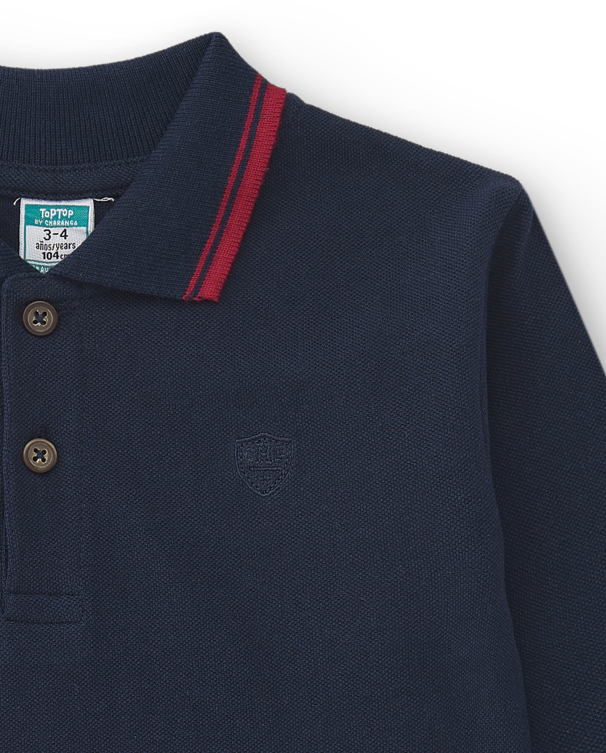 Navy boy's polo shirt with collar detail