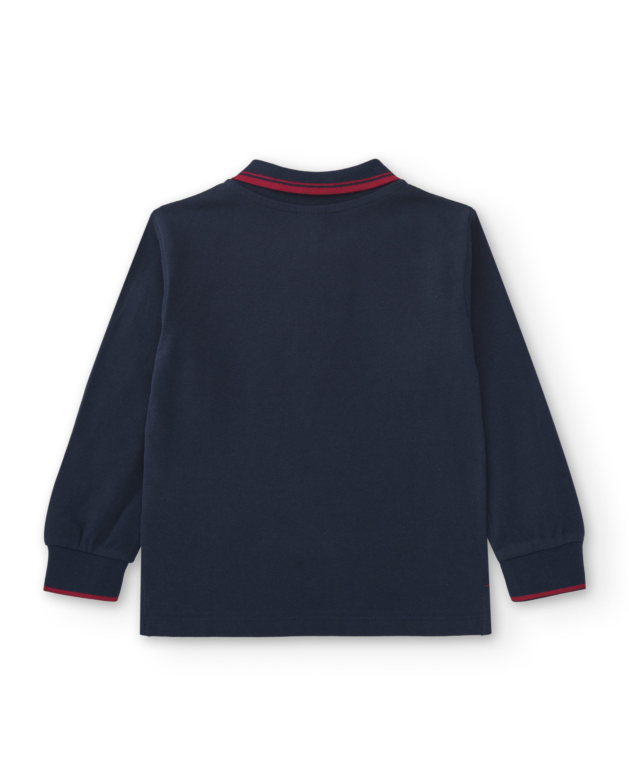 Navy boy's polo shirt with collar detail