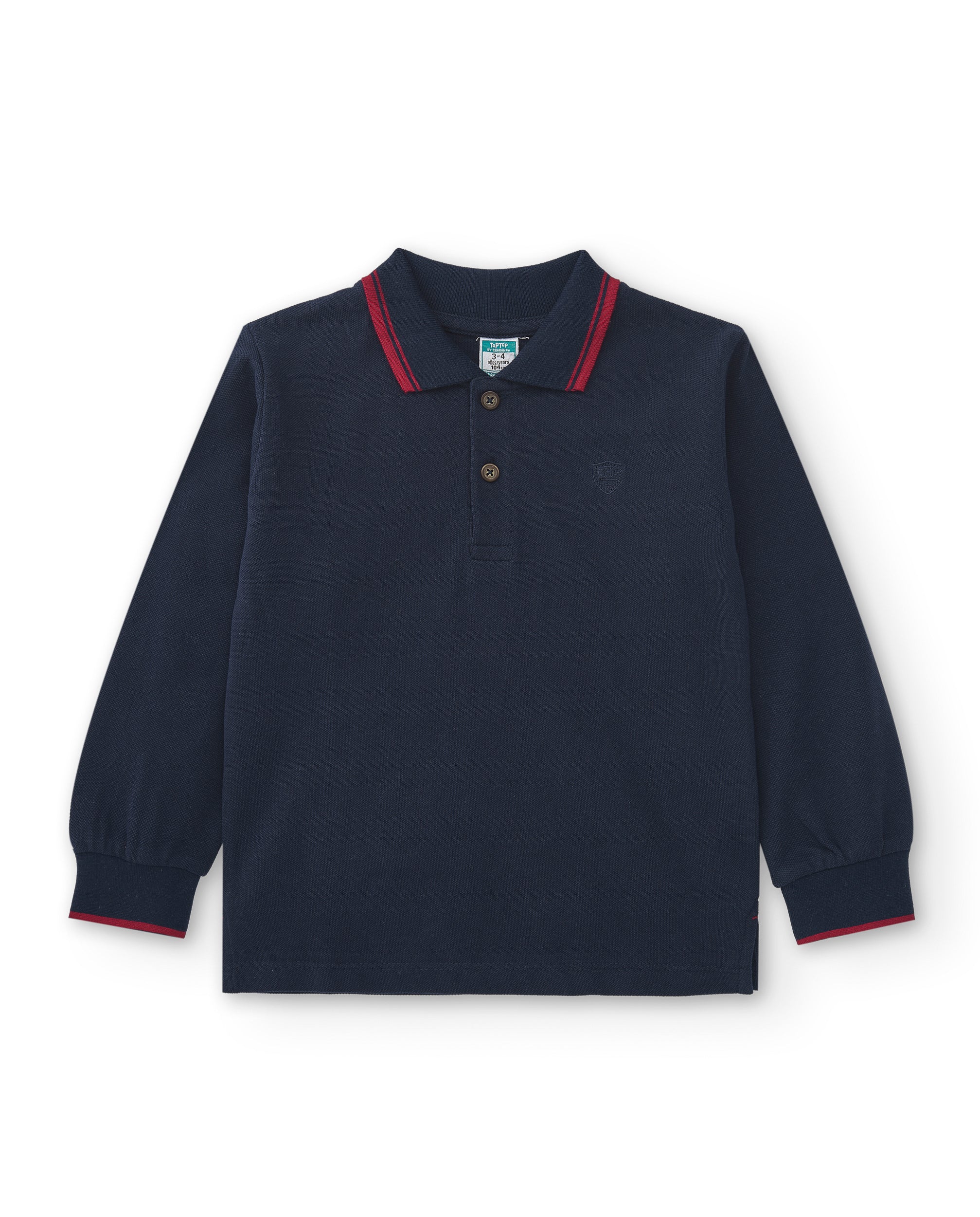 Navy boy's polo shirt with collar detail