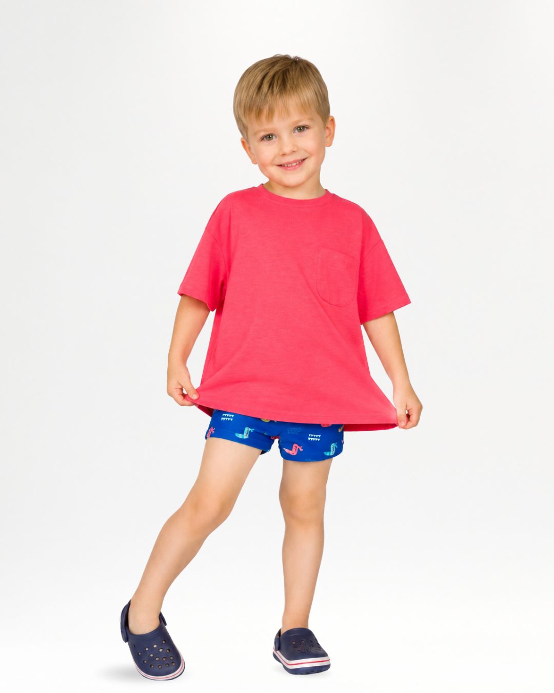 Camiseta de bebé coral con bolsillo lateral
