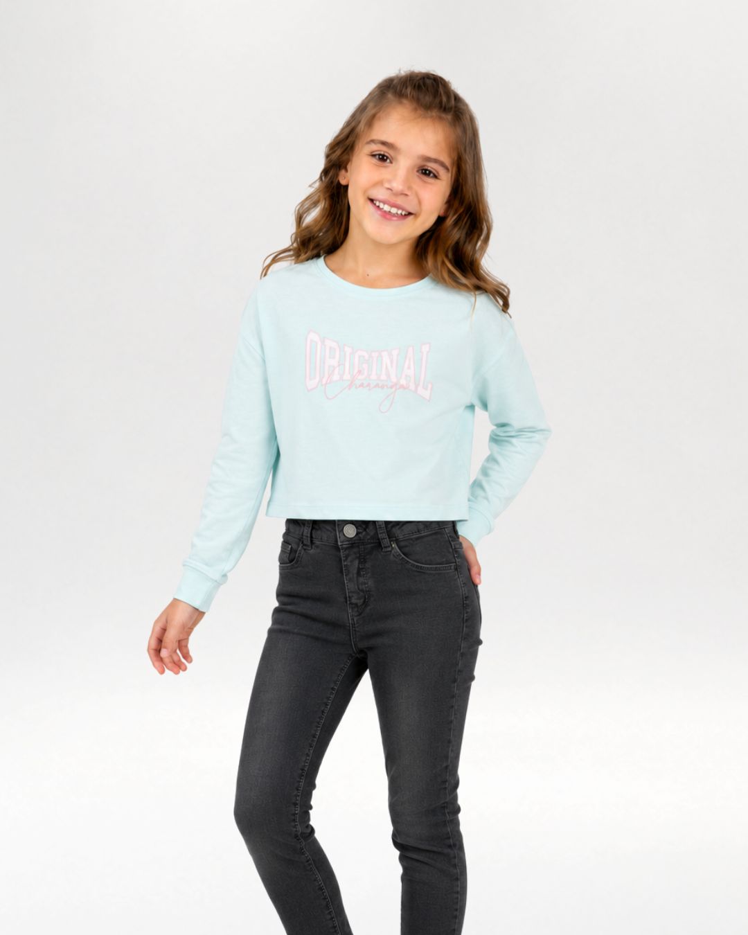 Camiseta niña aguamarina manga larga