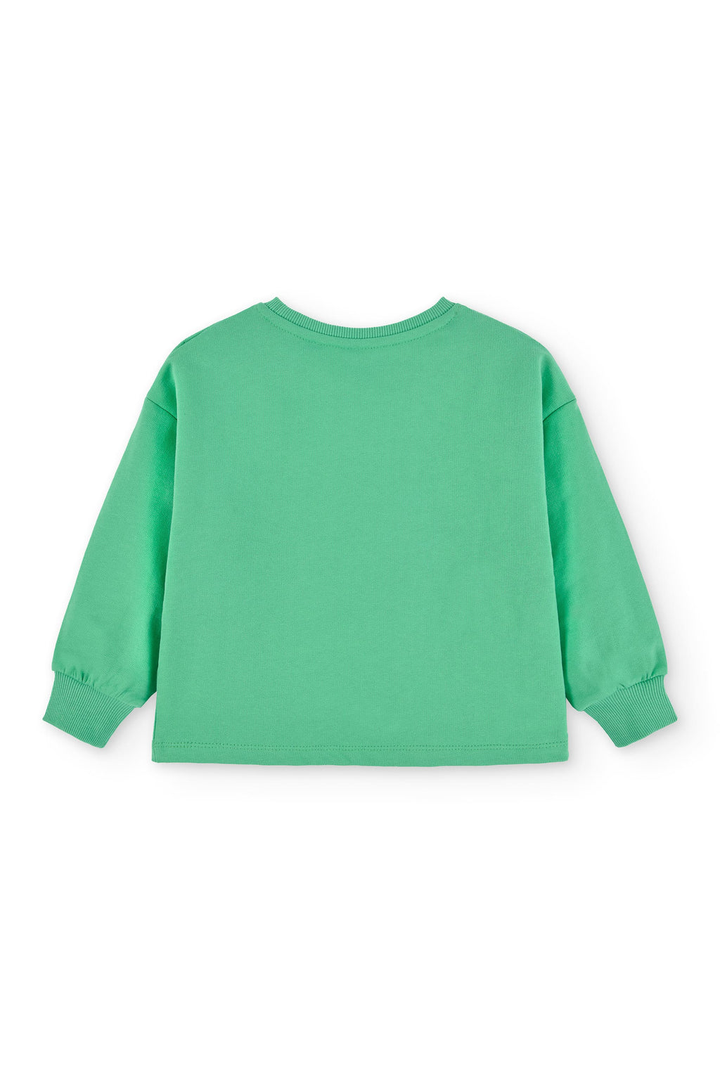 puños y bajo acanalados en sudadera niña verde