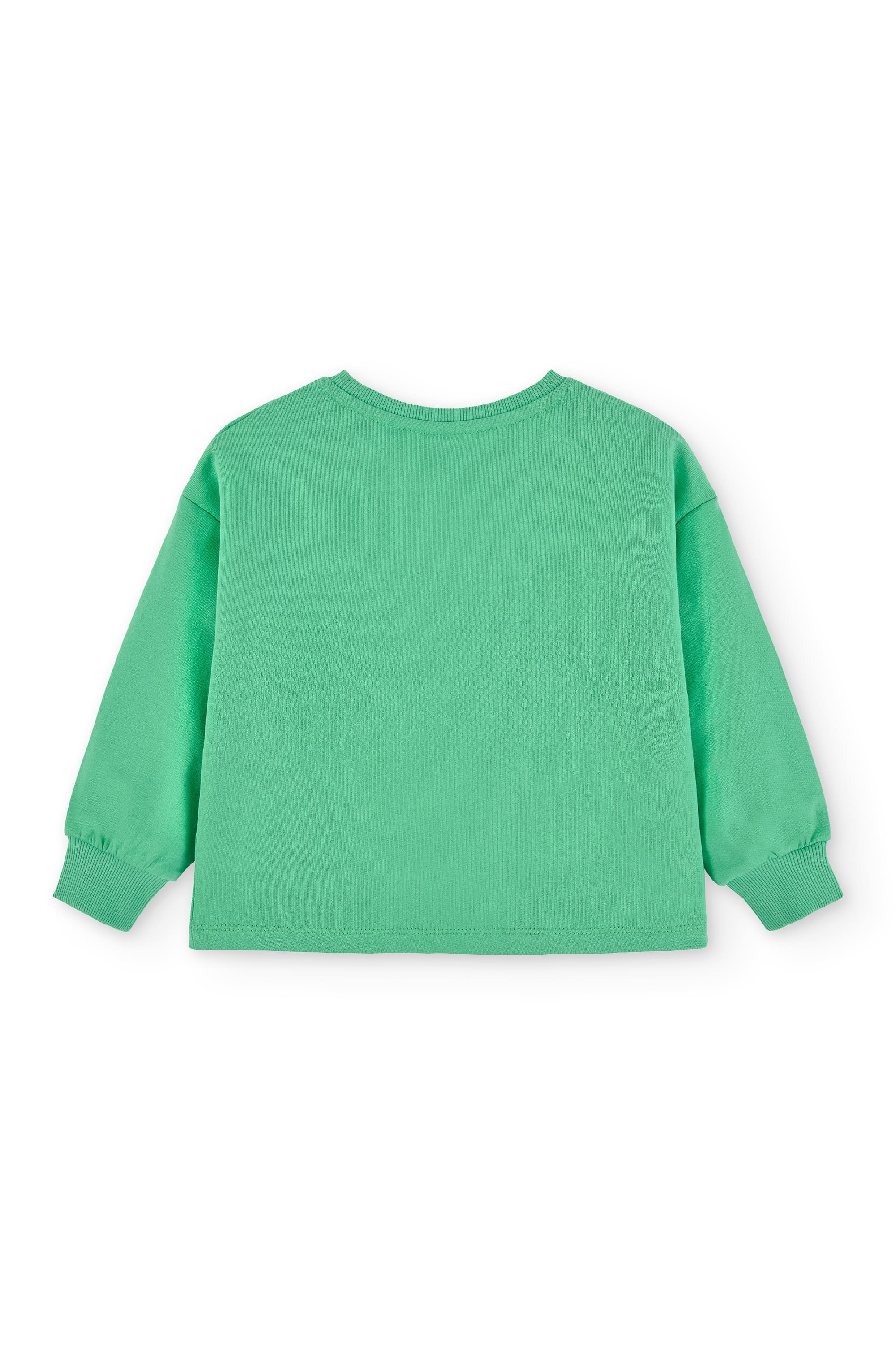 puños y bajo acanalados en sudadera niña verde