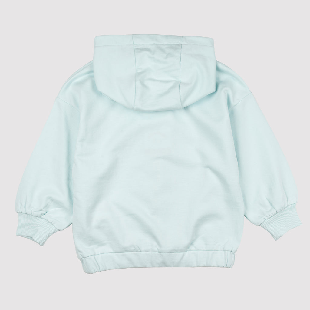 Sudadera abierta niña aguamarina | Con capucha