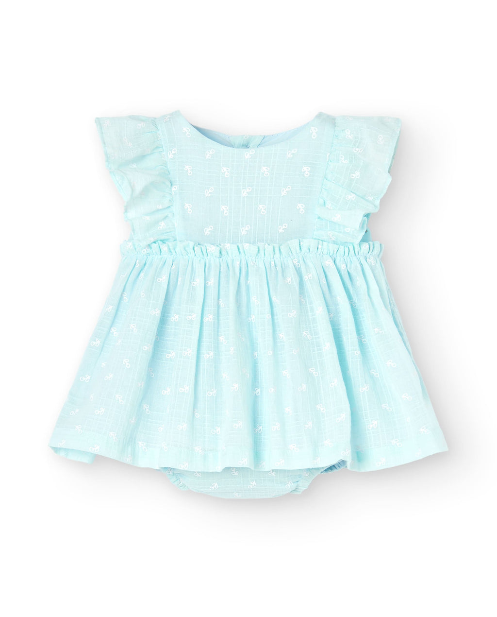 Vestido de recién nacida aguamarina con braguita