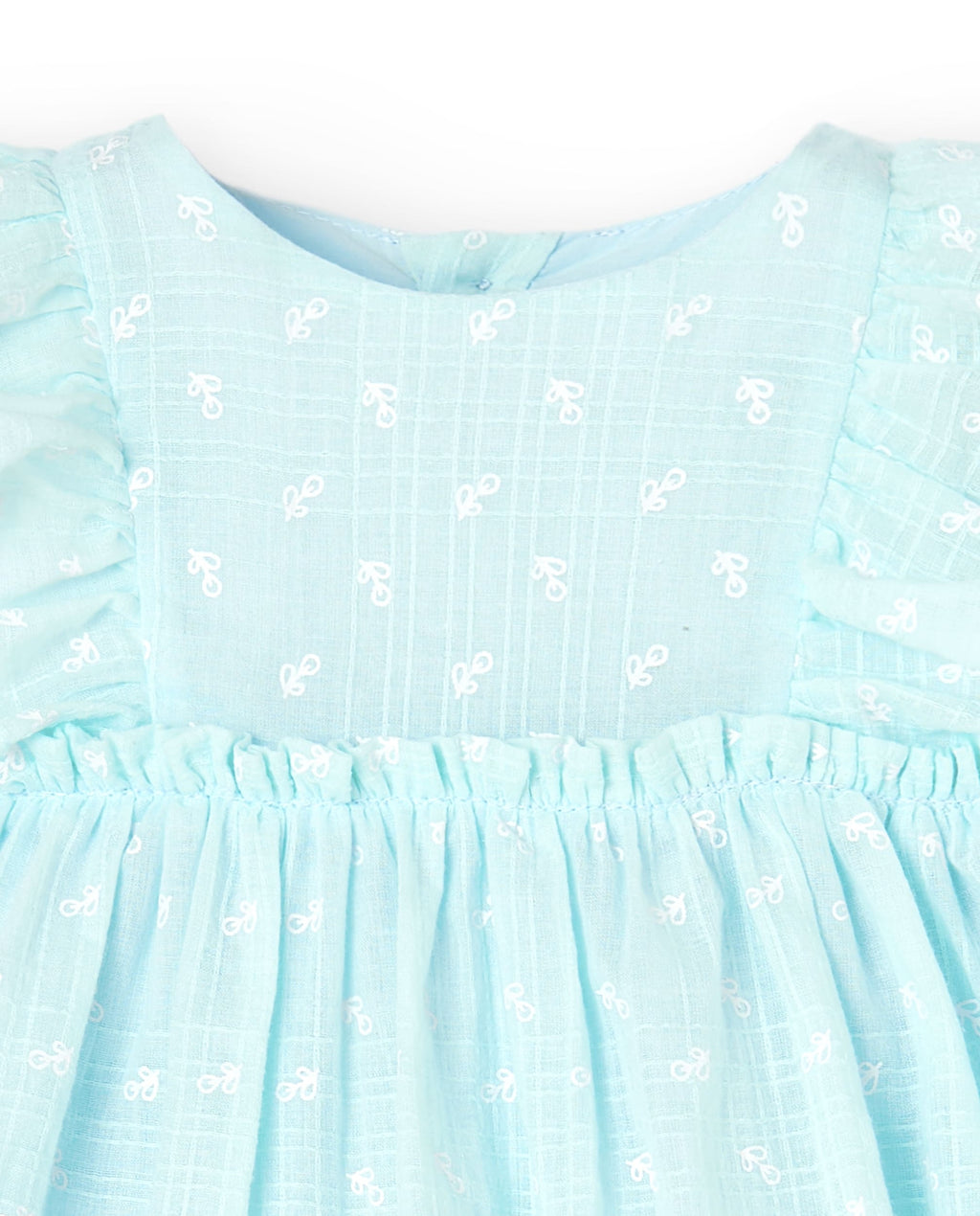 Vestido de recién nacida aguamarina con braguita