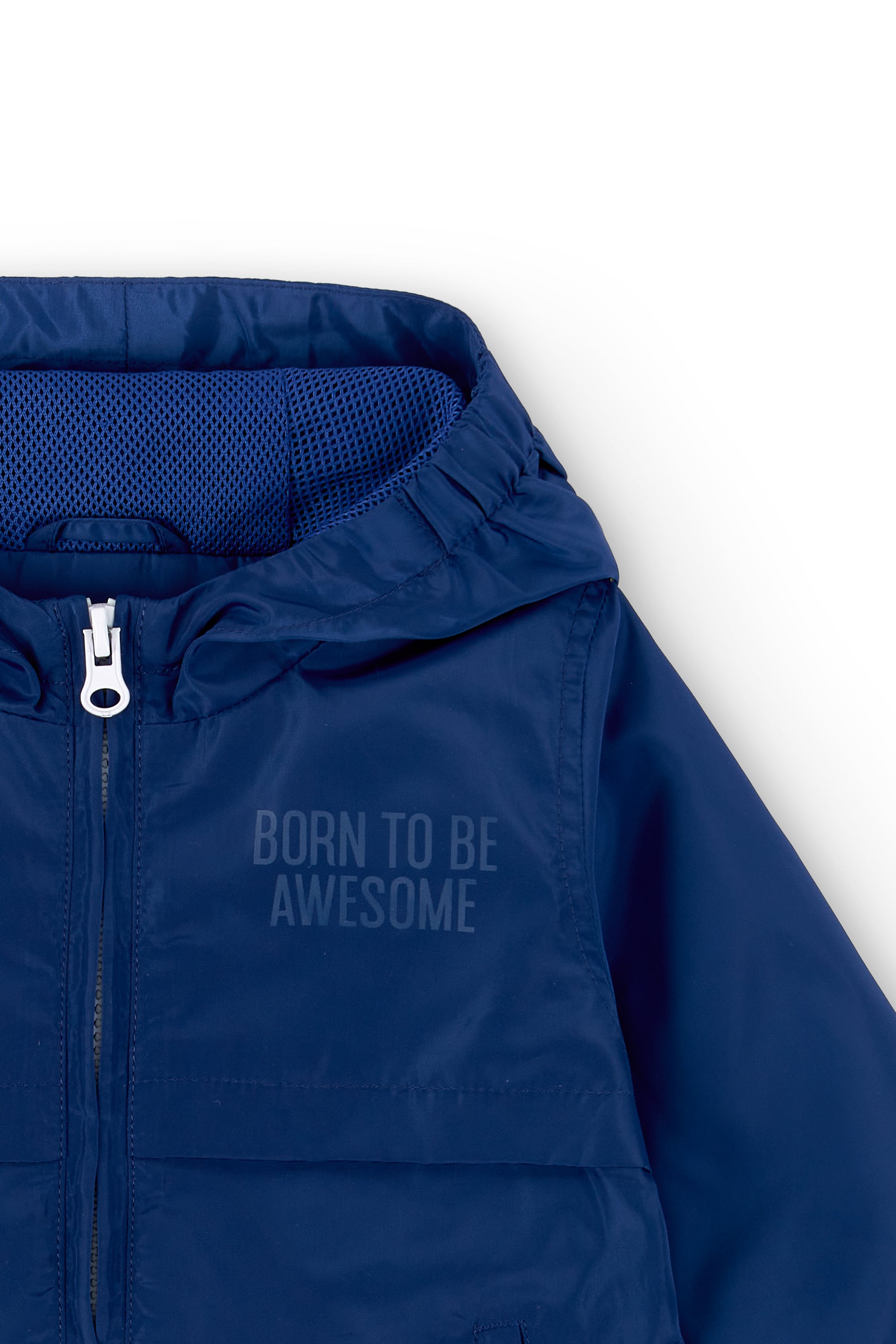 detalle tejido sintético parka bebé marino