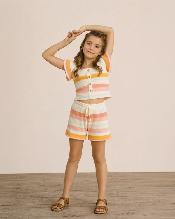 Shorts de menina multicoloridos