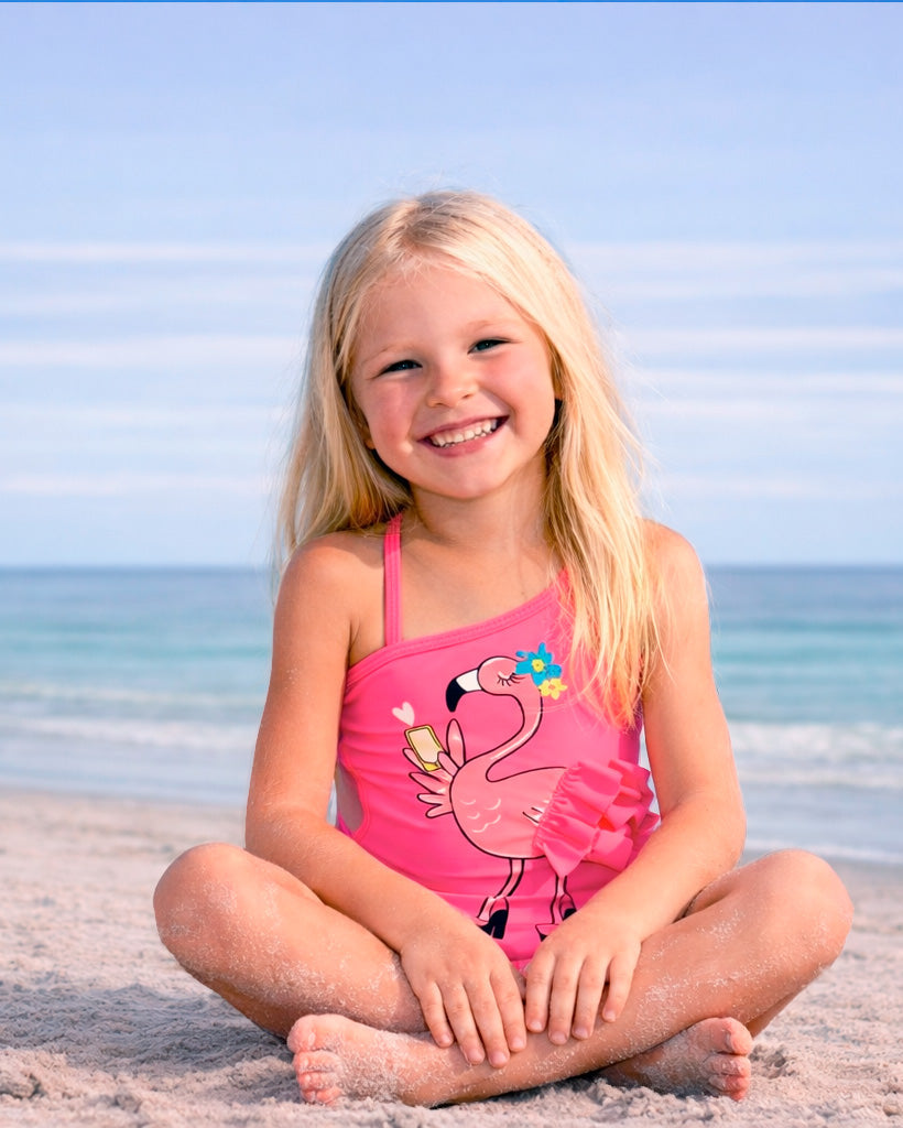 Ropa de baño de niña fucsia