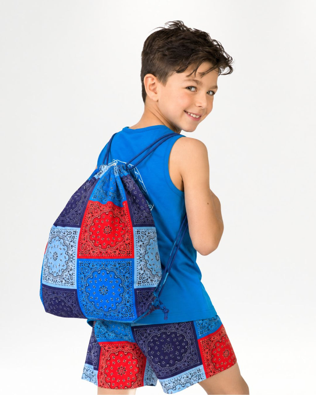 Mochila saco niño patchwork bandana multicolor