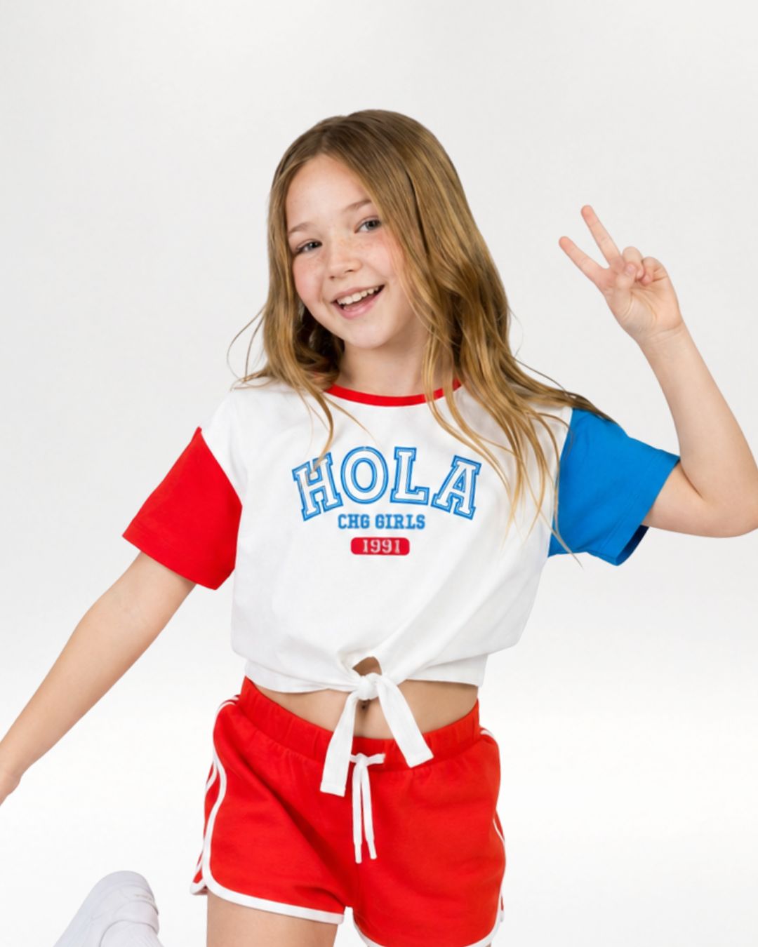 Camiseta niña corta con nudo