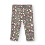 Legging niña gris con estampado de conejitos y setas