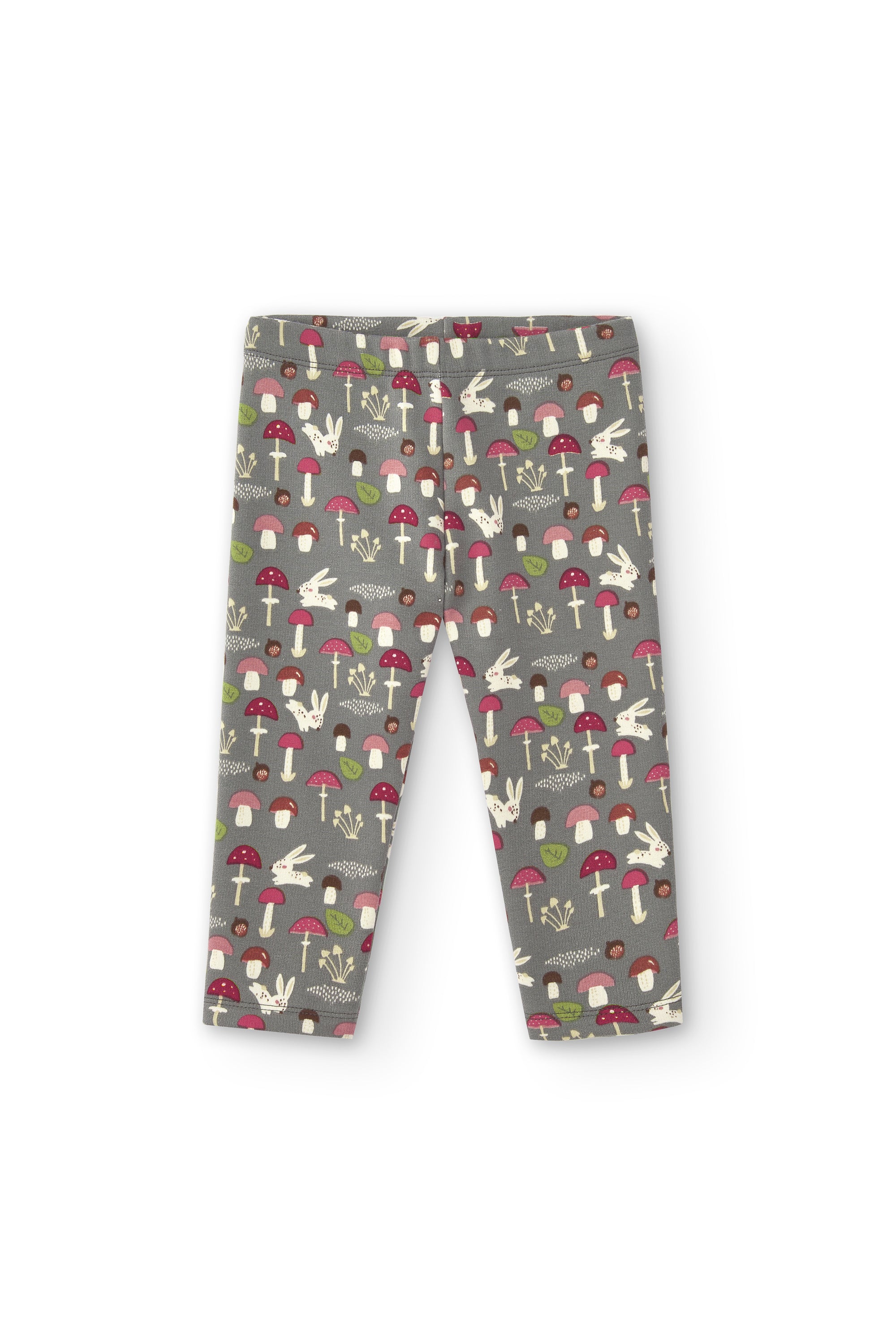 Legging niña gris con estampado de conejitos y setas