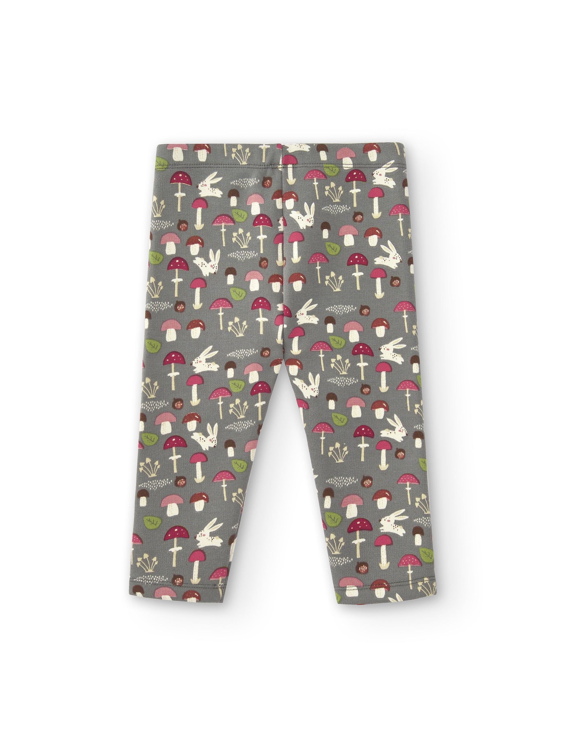 Legging niña gris con estampado de conejitos y setas