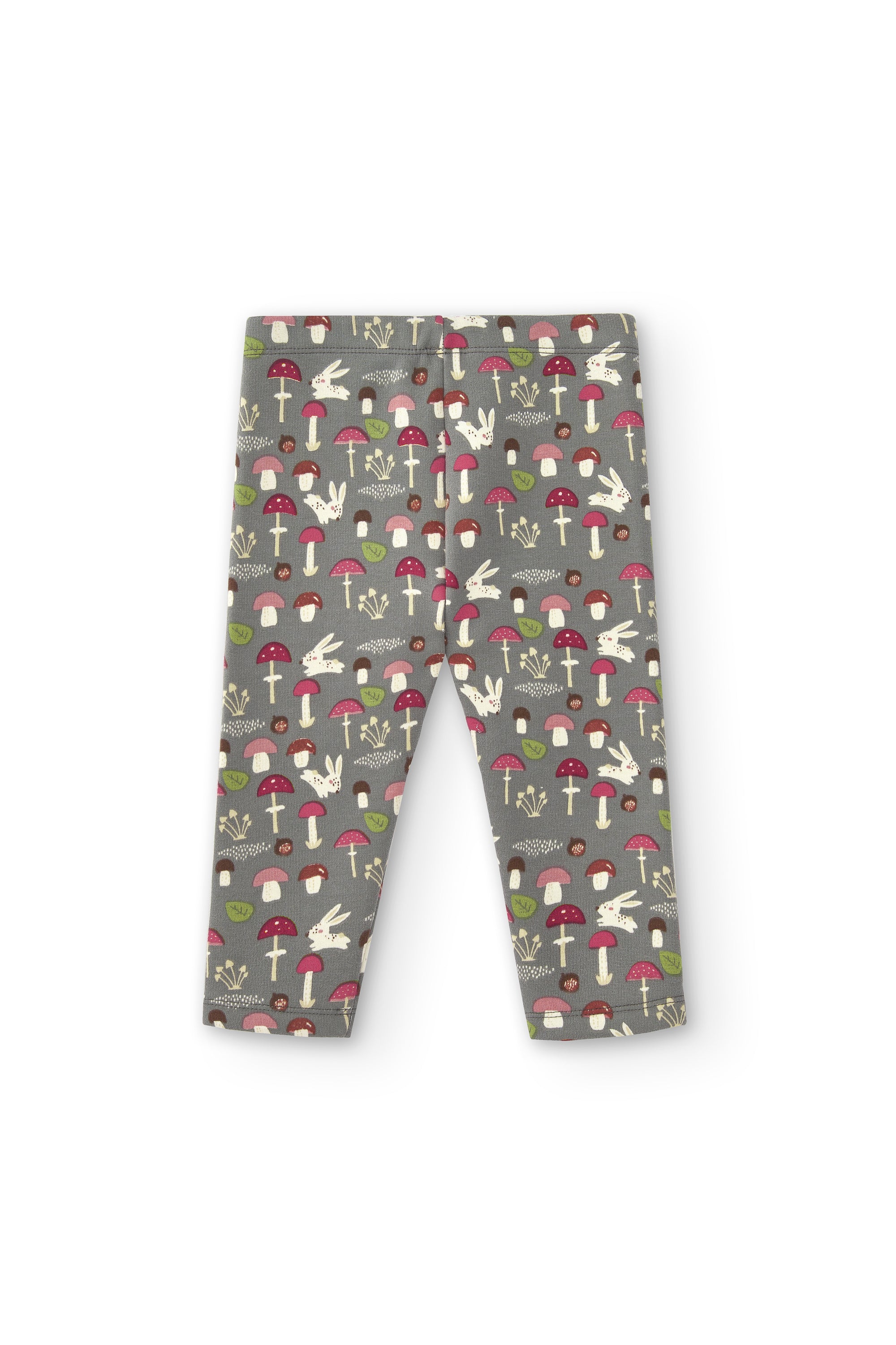 Legging niña gris con estampado de conejitos y setas