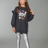 legging plateado de niña con efecto metalizado y cintura elástica