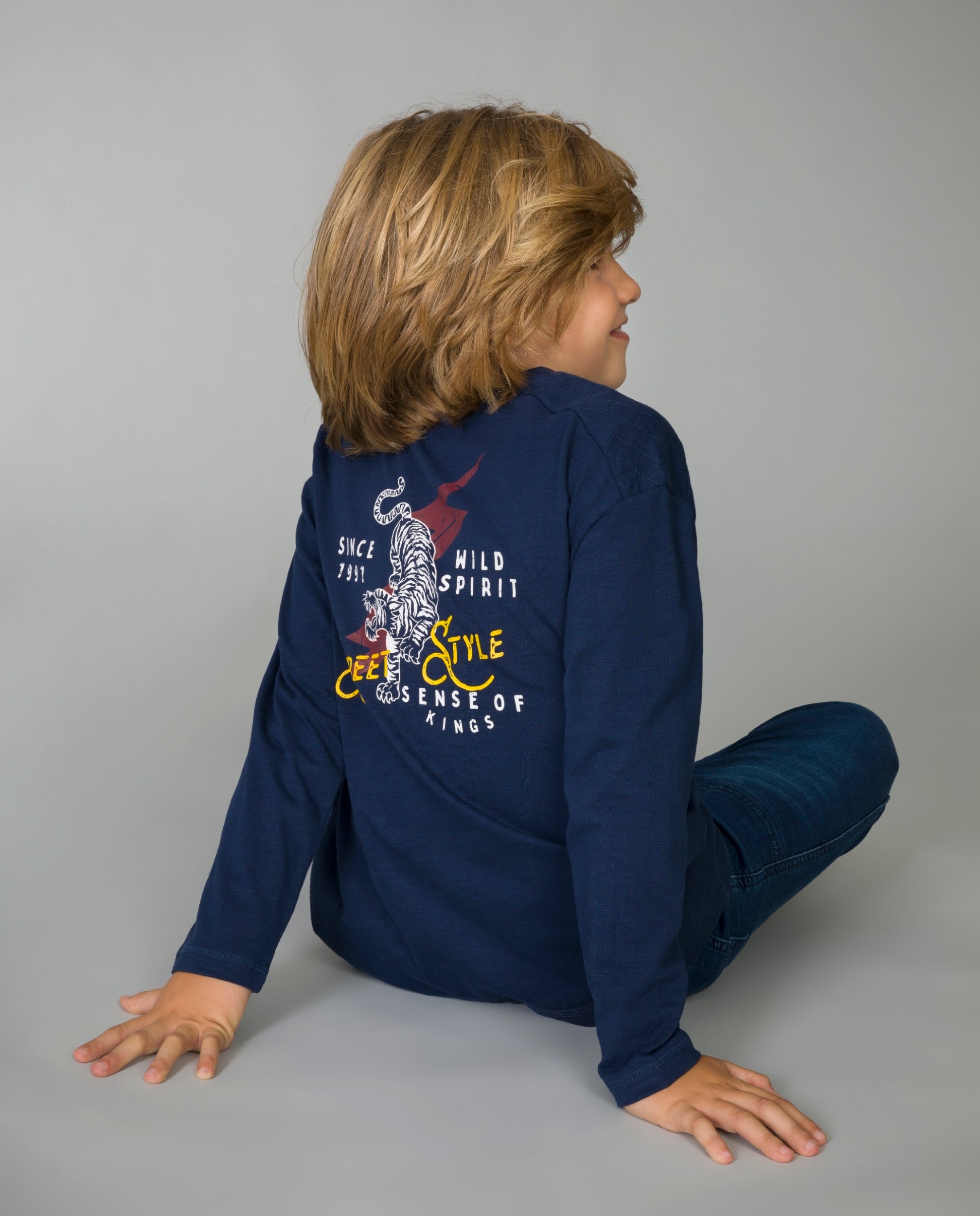 Camiseta manga larga de niño marino street