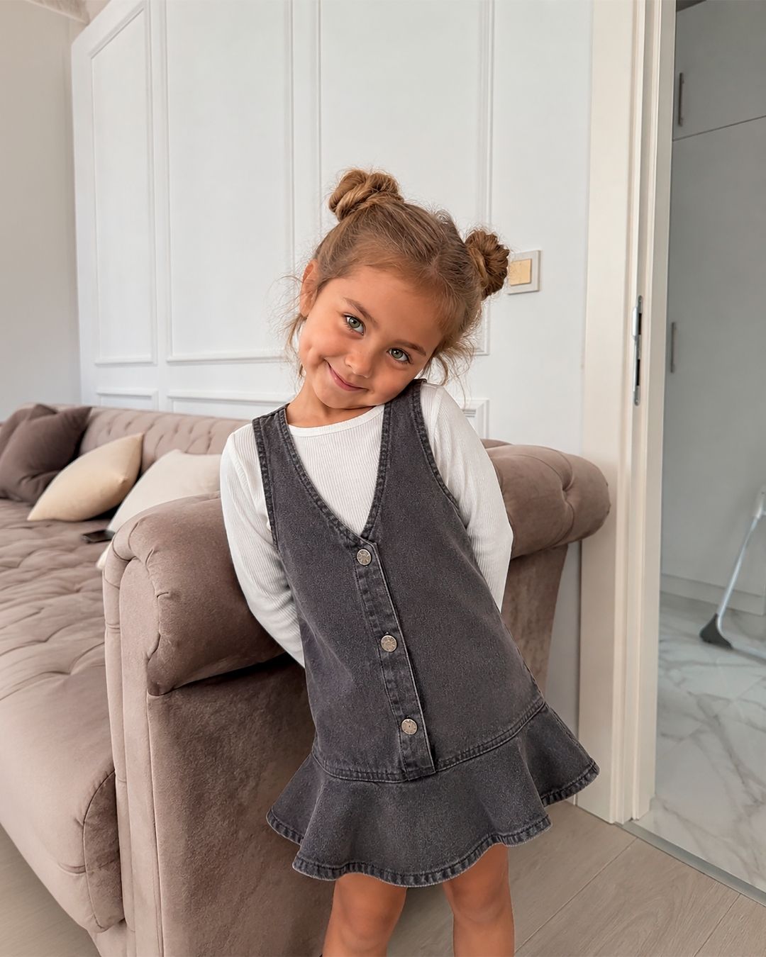 Vestido pichi niña denim gris