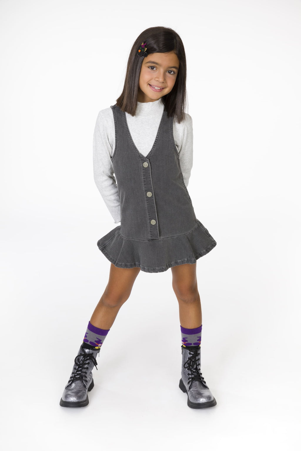 Vestido pichi denim en gris