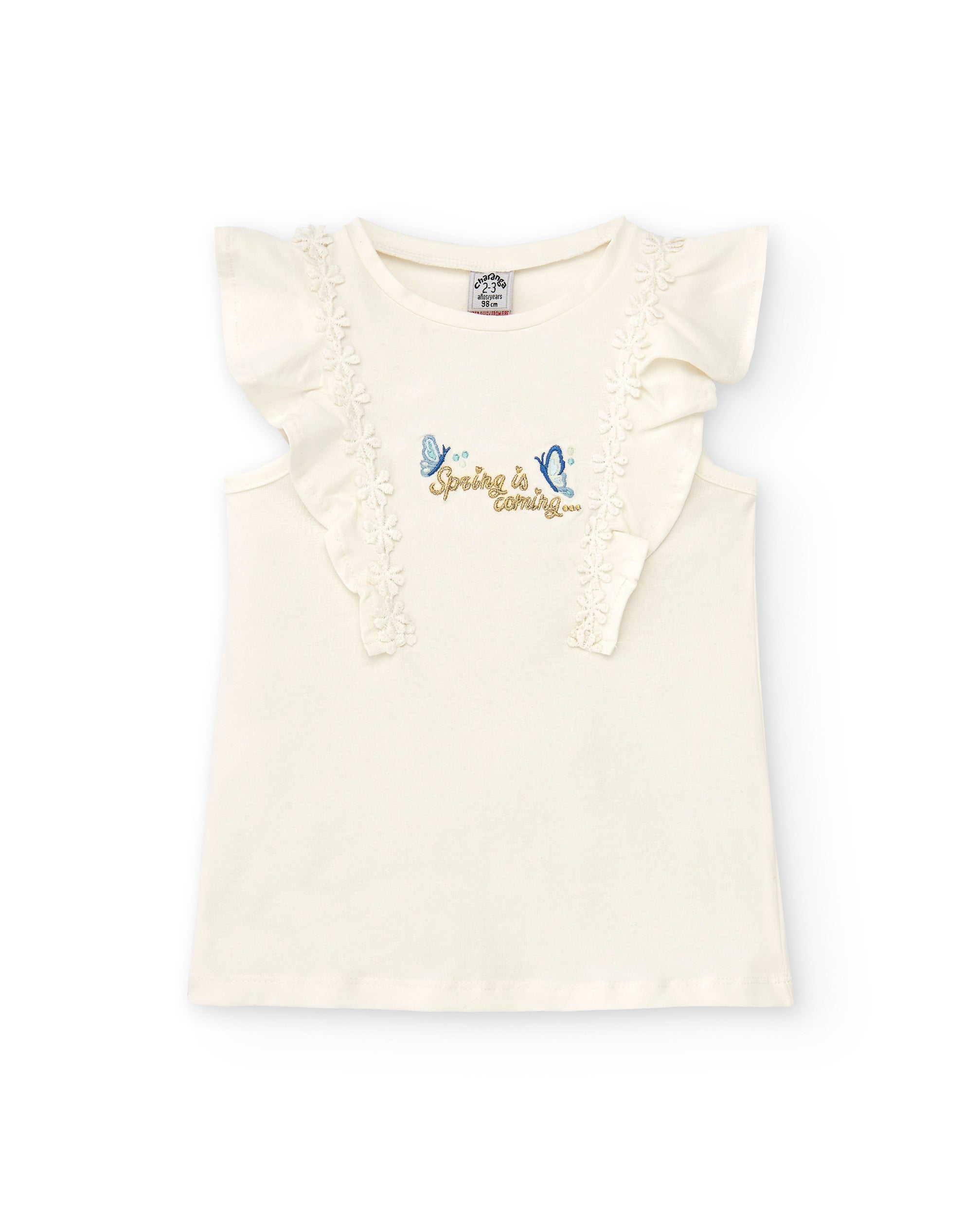 Camiseta de niña blanca con dibujo VERANO/Outlet