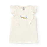 Camiseta de niña blanca con dibujo