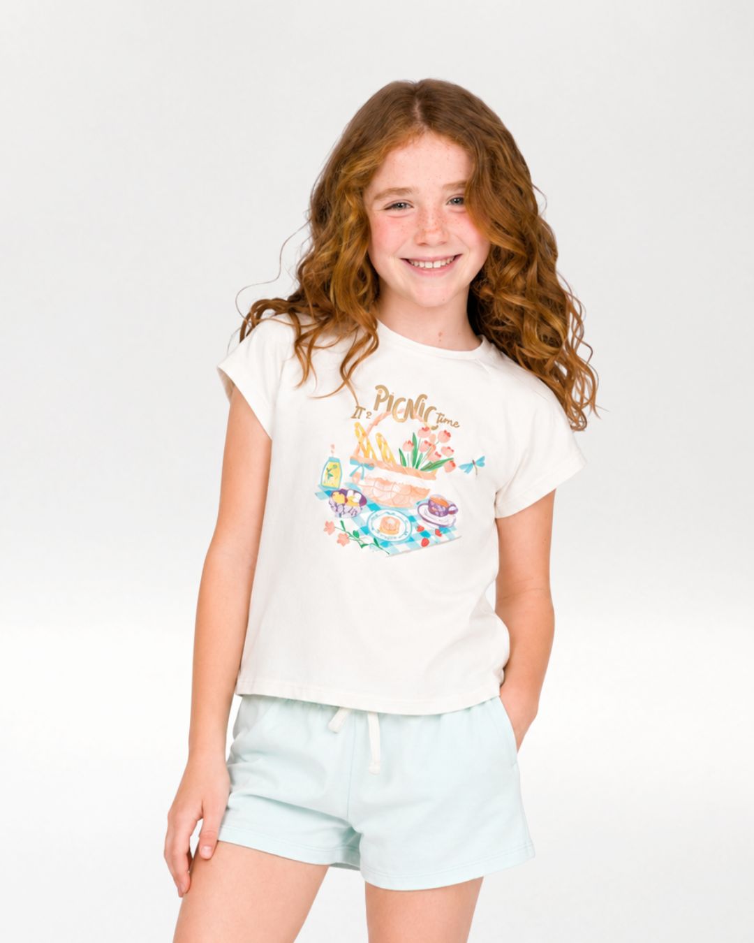 Camiseta niña crudo picnic