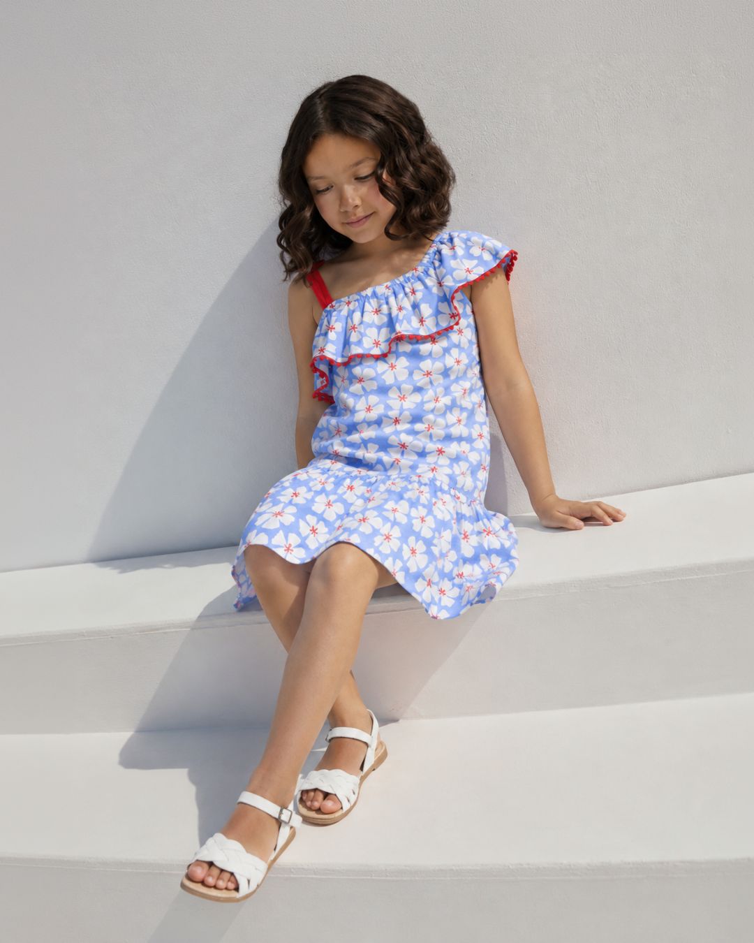 Vestido niña azul flores