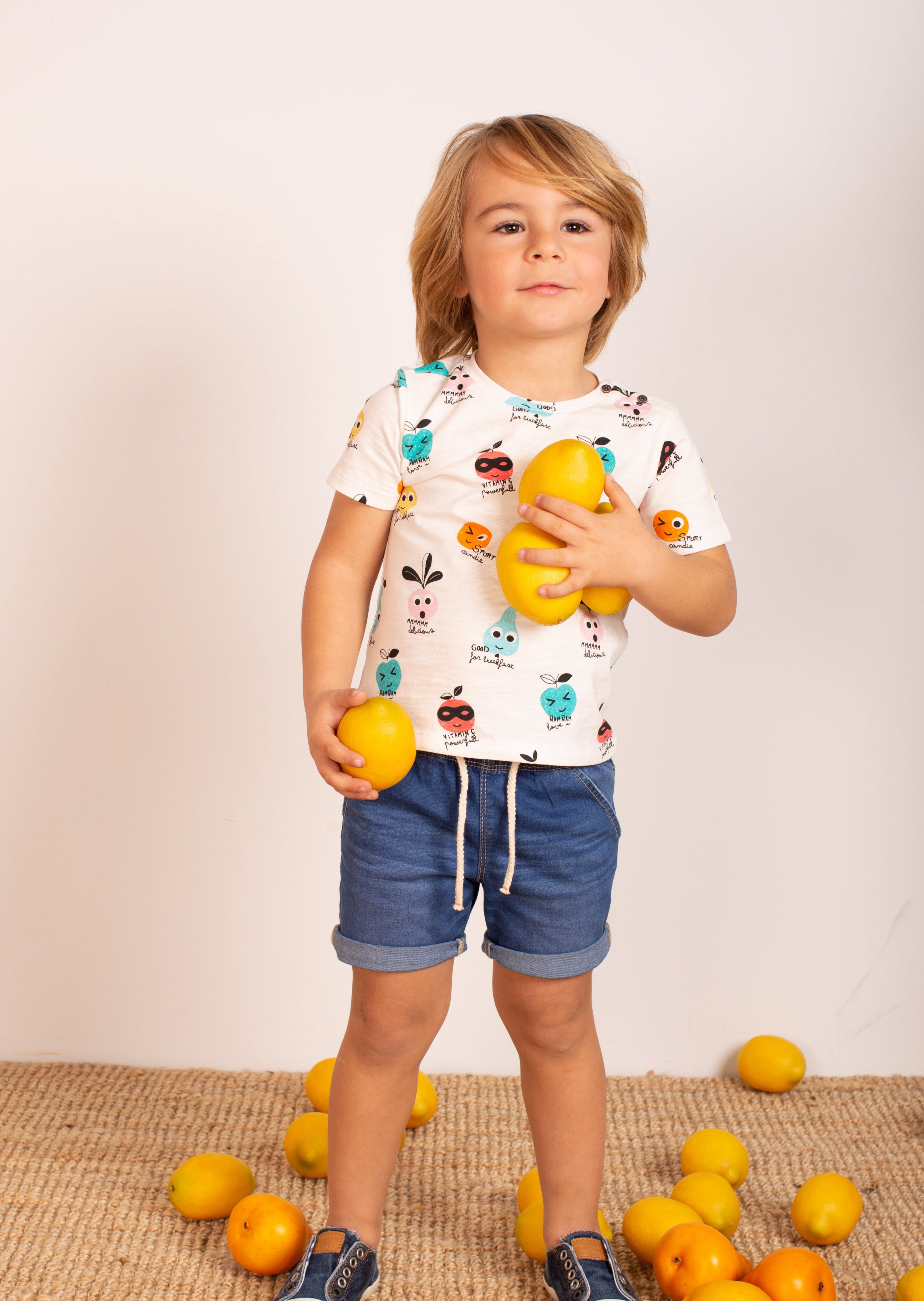 Camiseta de bebé estampado frutas colores