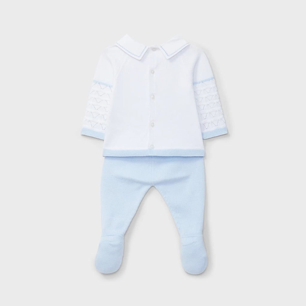 Conjunto bicolor camiseta y pantalón tricot azul recien nacido  | Dr. Kid by Charanga