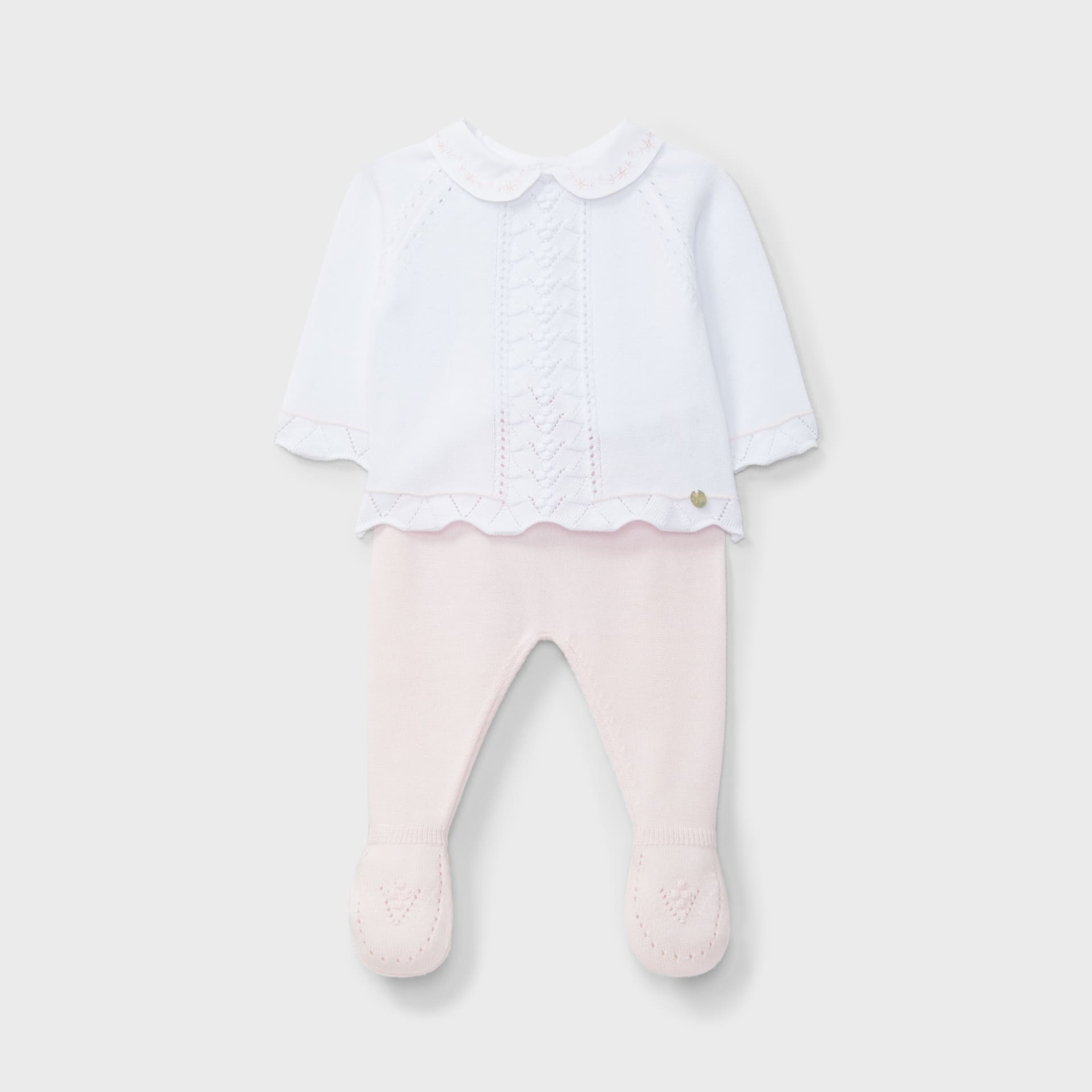 Conjunto bicolor camiseta y pantalón tricot rosa recién nacida | Dr. Kid by Charanga