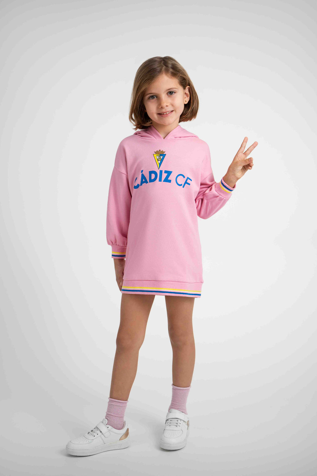 Vestido rosa con capucha niña - Cádiz CF