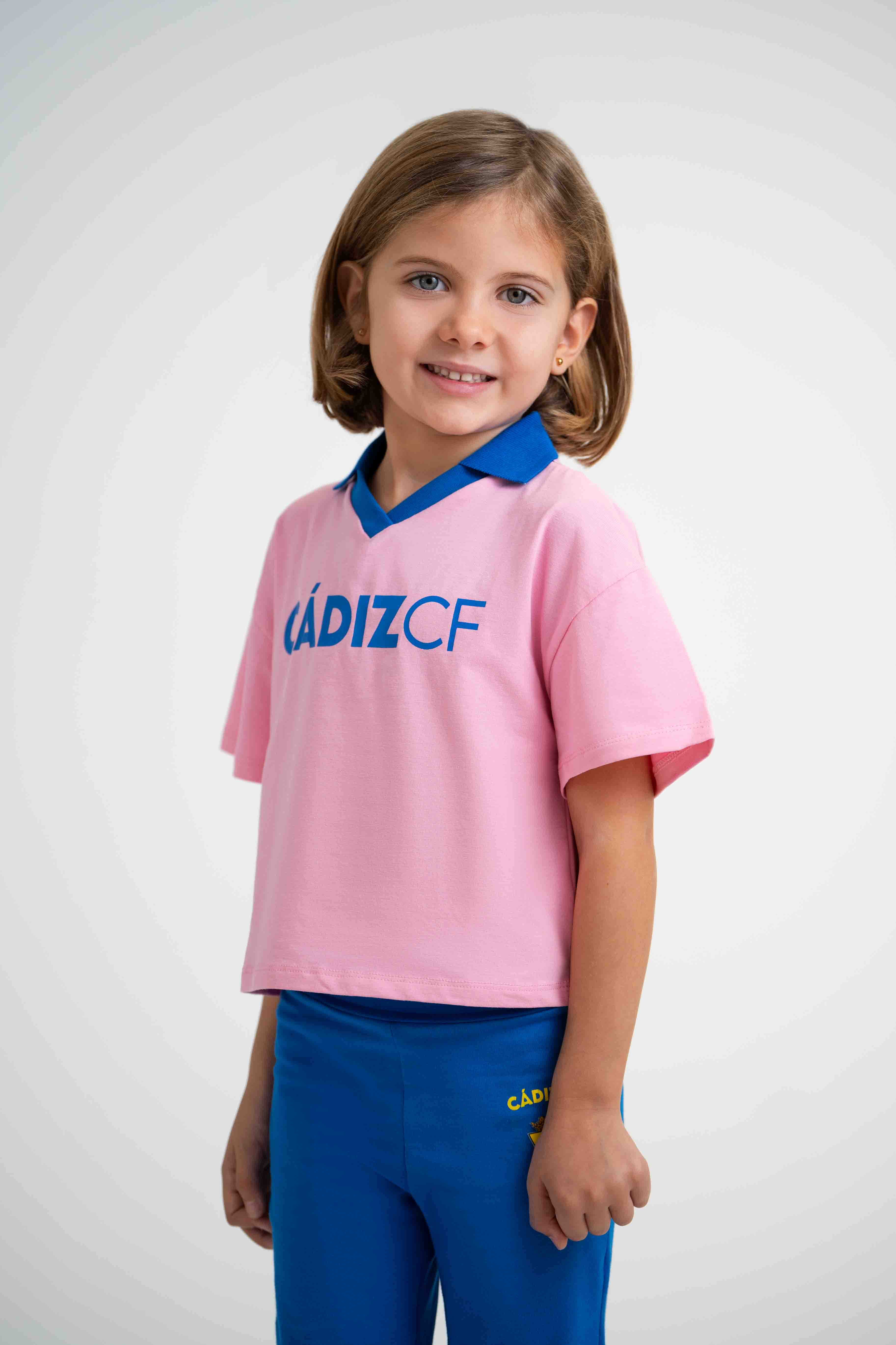 Camiseta rosa con cuello azul - Cádiz CF