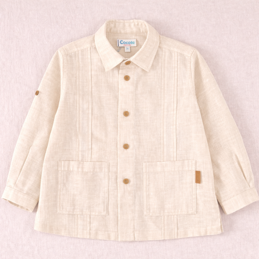 Camisa niño blanca con bolsillos | Cocote by Charanga
