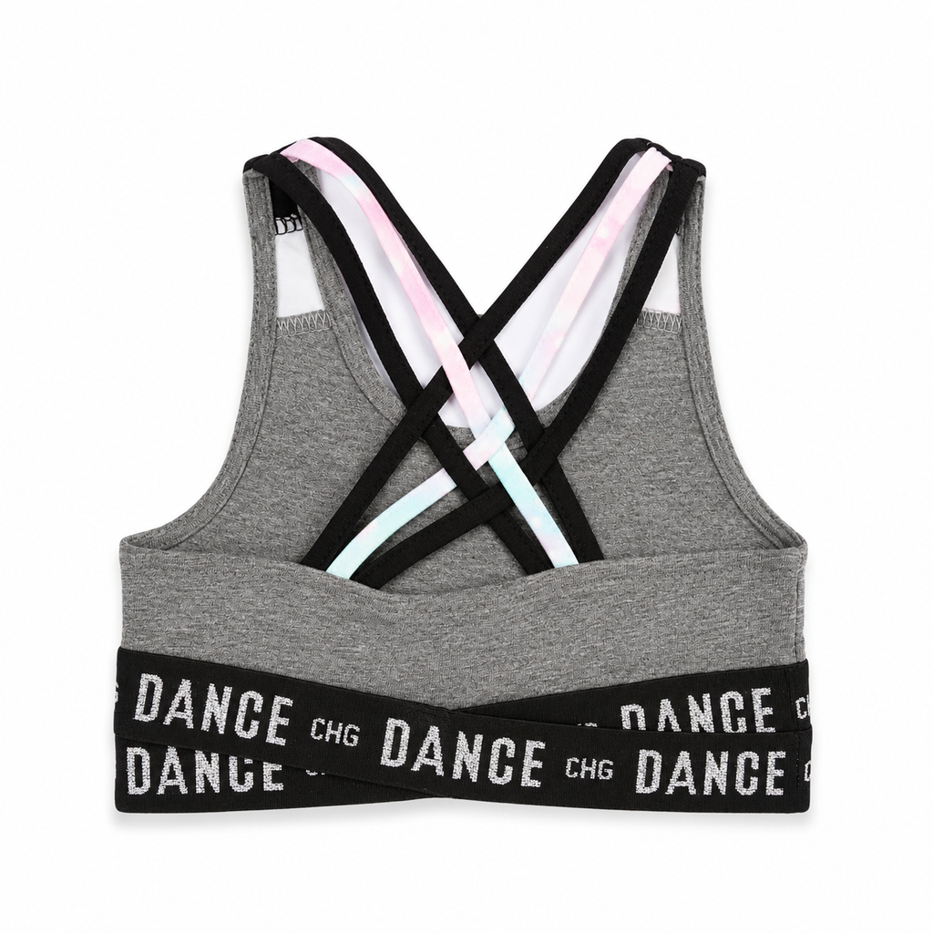 Top deportivo elástico gris de niña